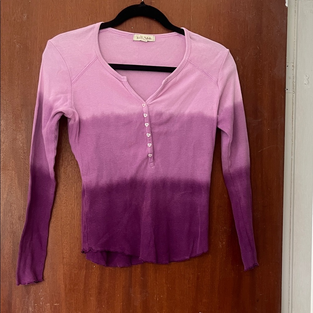 Free People Pink to Purple Ombre Blouse